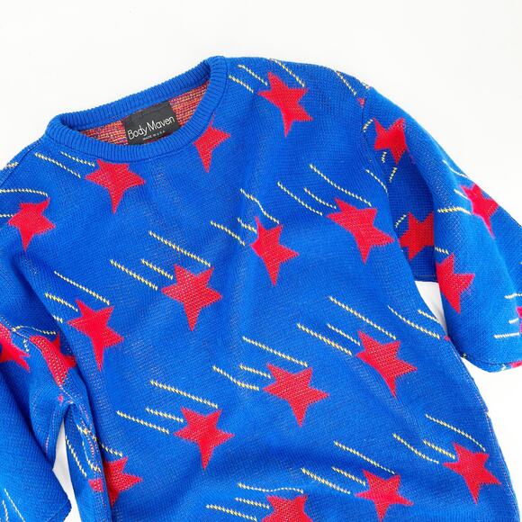 Vintage 80s/90s Oversized Sweater Dress Shooting Star Print Retro Y2K Grunge - Picture 5 of 5